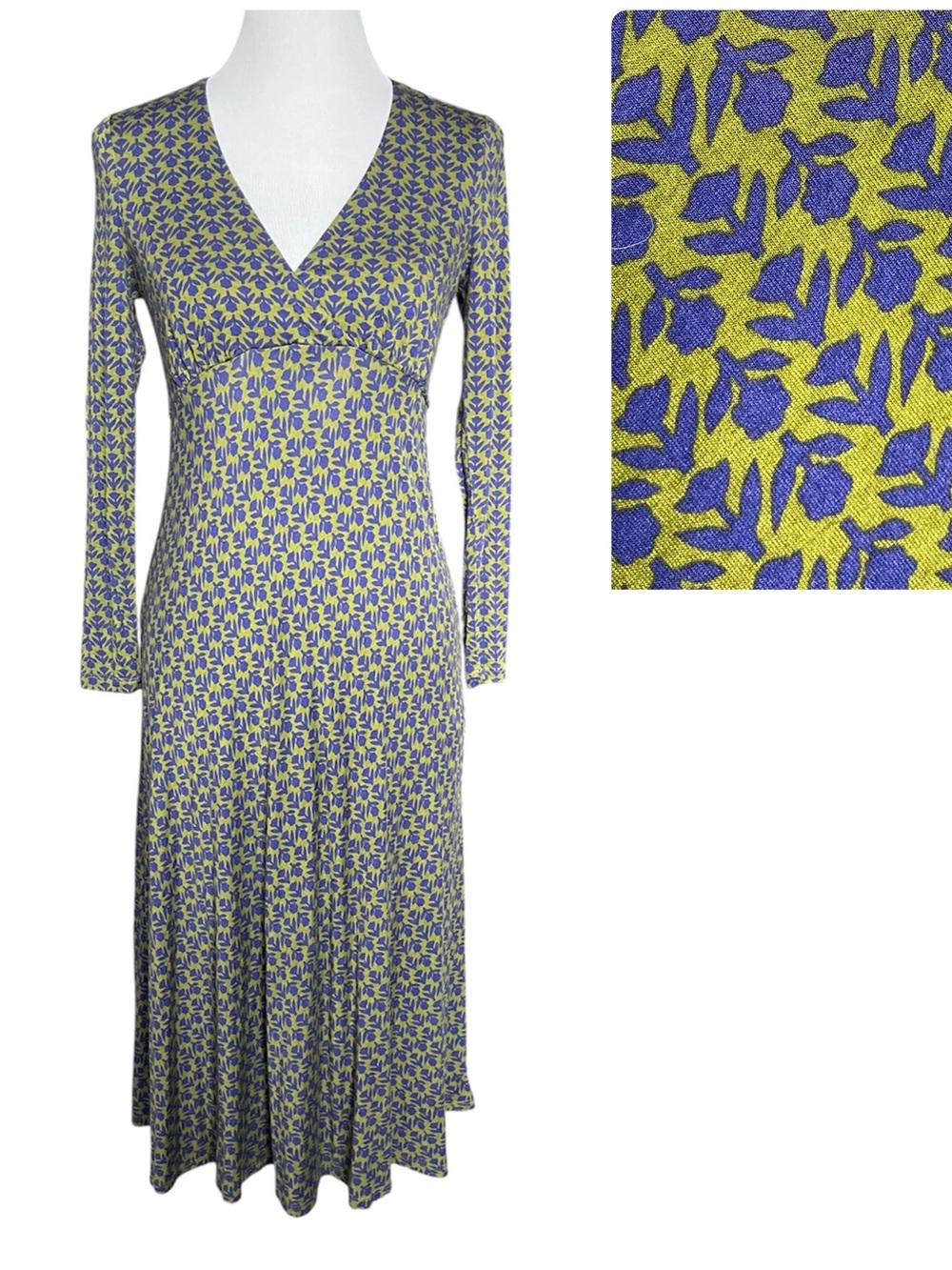Boden midi long sleeve jersey dress cross v- neck